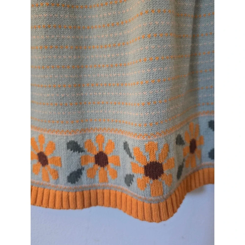 Cynthia Rowley Kids Blue Knit Fawn Deer Sunflower Sweater Dress Size S 5/6